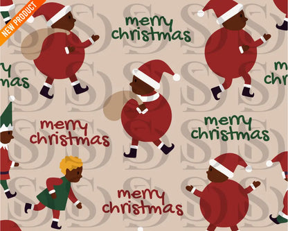 Merry Christmas Kids Characters Pattern Seamless Pattern