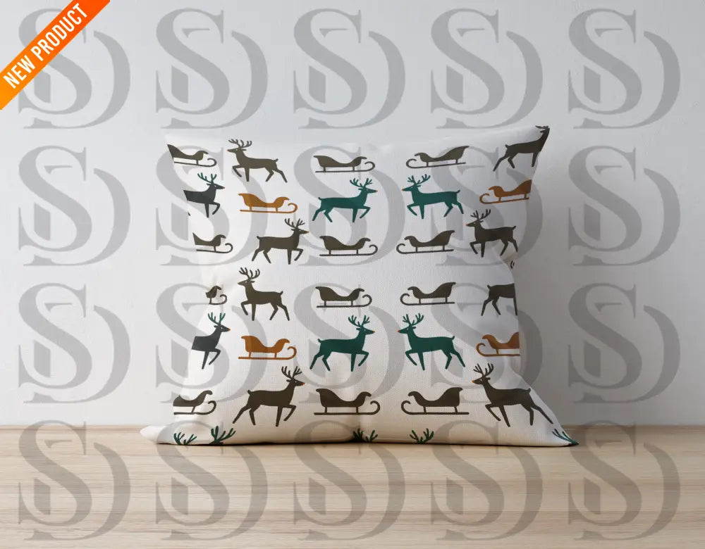 Minimal Reindeer & Sleigh Christmas Pattern Seamless Pattern