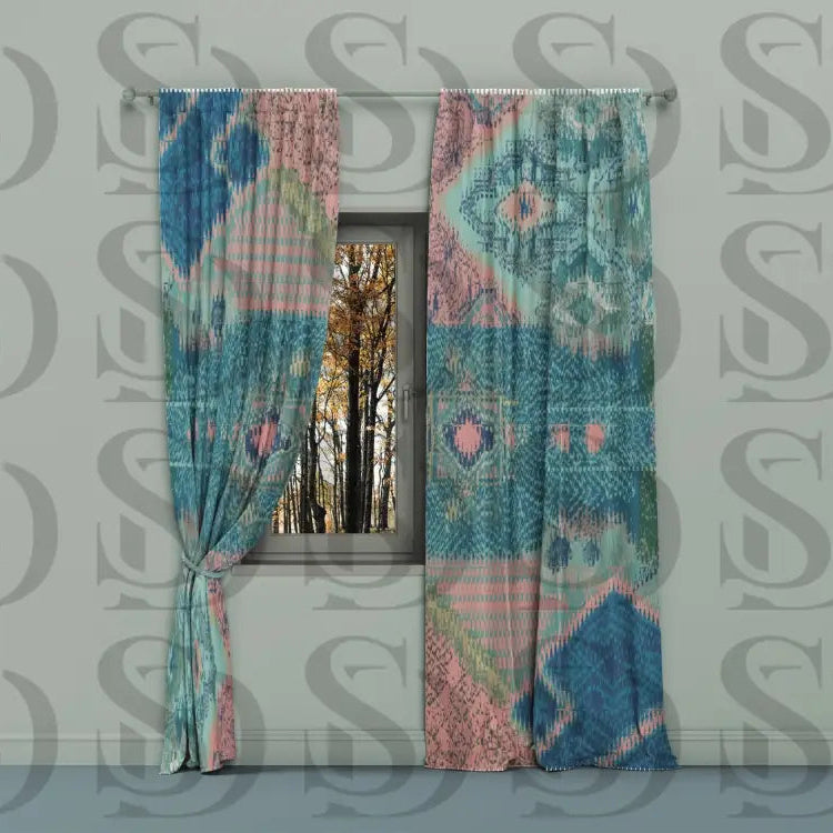 Window curtains printed with modern tribal geometric seamless pattern