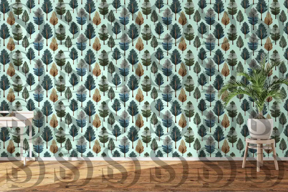 Modern leaf harmony nature inspired pattern applied to a contemporary wall décor scene