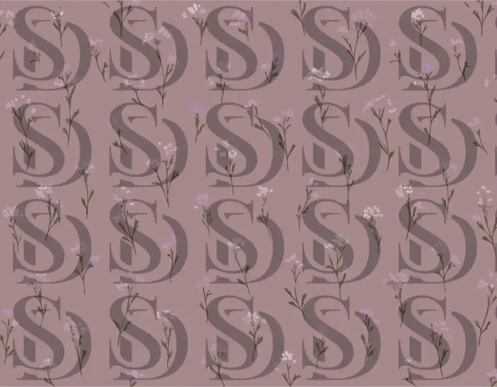 Soft muted lavender wildflower seamless pattern on a mauve background
