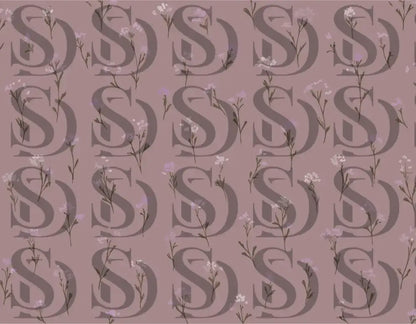 Soft muted lavender wildflower seamless pattern on a mauve background
