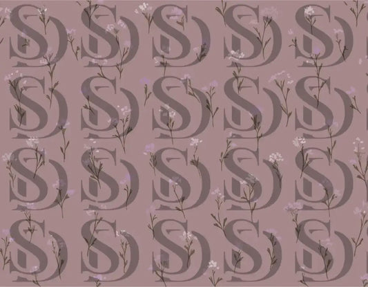 Soft muted lavender wildflower seamless pattern on a mauve background
