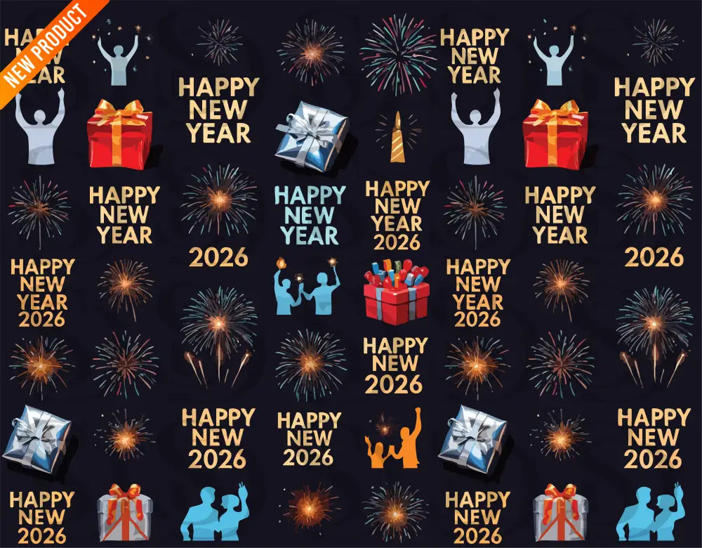 New Year 2026 Celebration Gifts Pattern Seamless Pattern