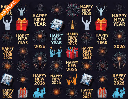 New Year 2026 Celebration Gifts Pattern Seamless Pattern