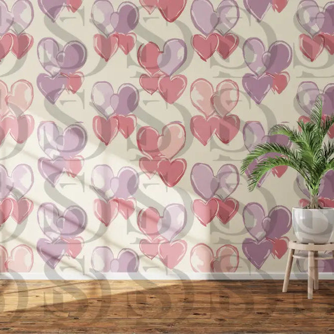 Pastel heart seamless pattern used as romantic wallpaper for Valentine themed interior decor