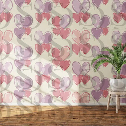 Pastel heart seamless pattern used as romantic wallpaper for Valentine themed interior decor