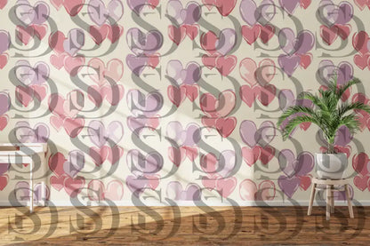 Pastel heart seamless pattern used as romantic wallpaper for Valentine themed interior decor