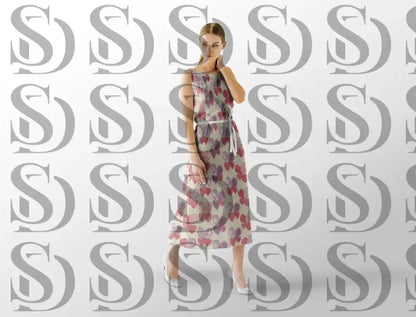 Pastel heart seamless pattern displayed on a women’s dress for romantic fashion design inspiration