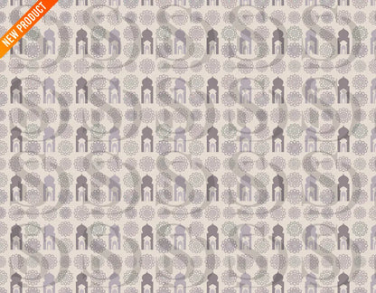 Seamless pastel Islamic arch and rosette geometric pattern