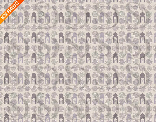 Seamless pastel Islamic arch and rosette geometric pattern