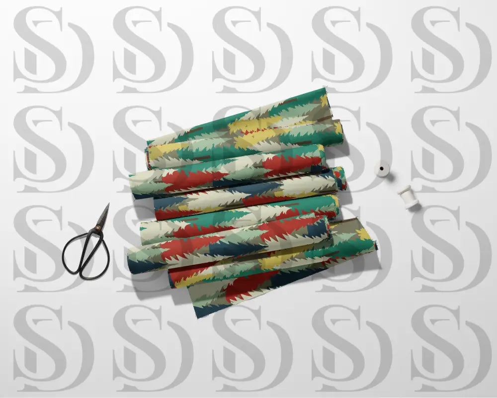 Retro Mid-Century Forest Trees Seamless Pattern Digital design