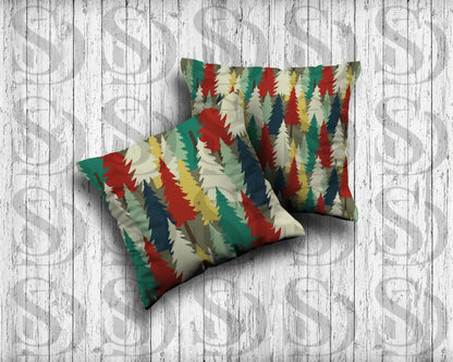 Retro Mid-Century Forest Trees Seamless Pattern Digital design