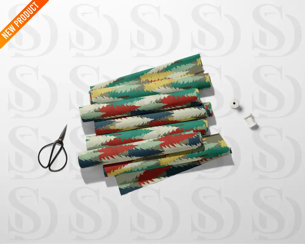 Retro Mid-Century Forest Trees Seamless Pattern Digital design