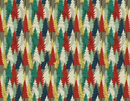 Retro Mid-Century Forest Trees Seamless Pattern Digital design