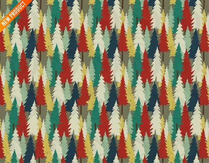 Retro Mid-Century Forest Trees Seamless Pattern Digital design