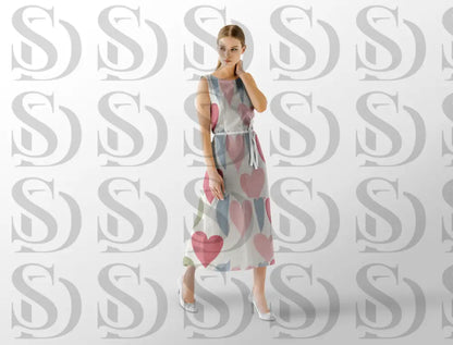 Retro Pastel Heart and Leaf Pattern Digital design