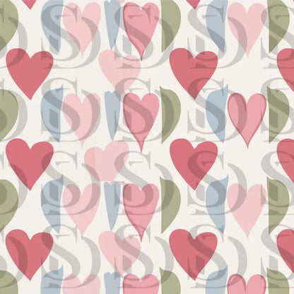 Retro Pastel Heart and Leaf Pattern Digital design