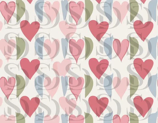 Retro Pastel Heart and Leaf Pattern Digital design