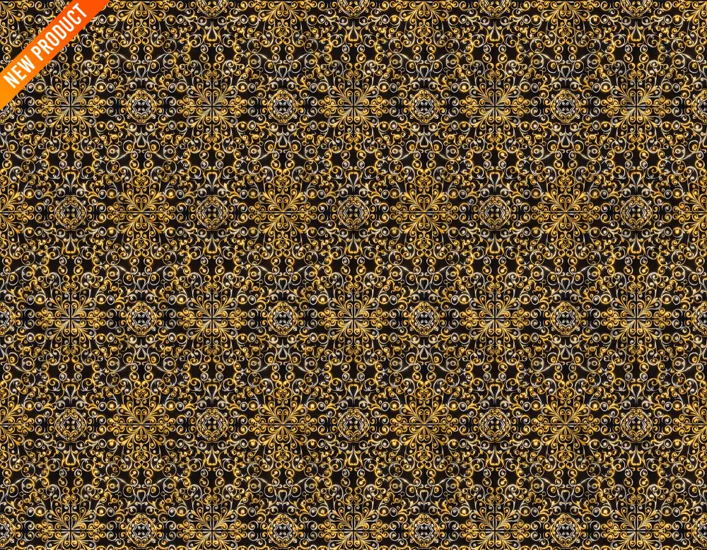 Seamless black and gold ornamental repeating pattern design