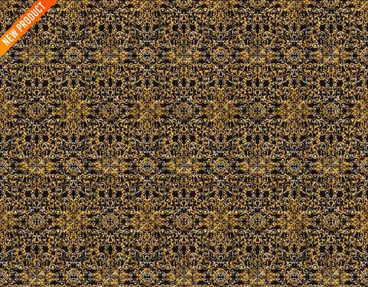 Seamless black and gold ornamental repeating pattern design
