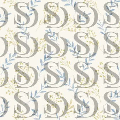 Serene pastel botanical seamless pattern with blue and sage leaves