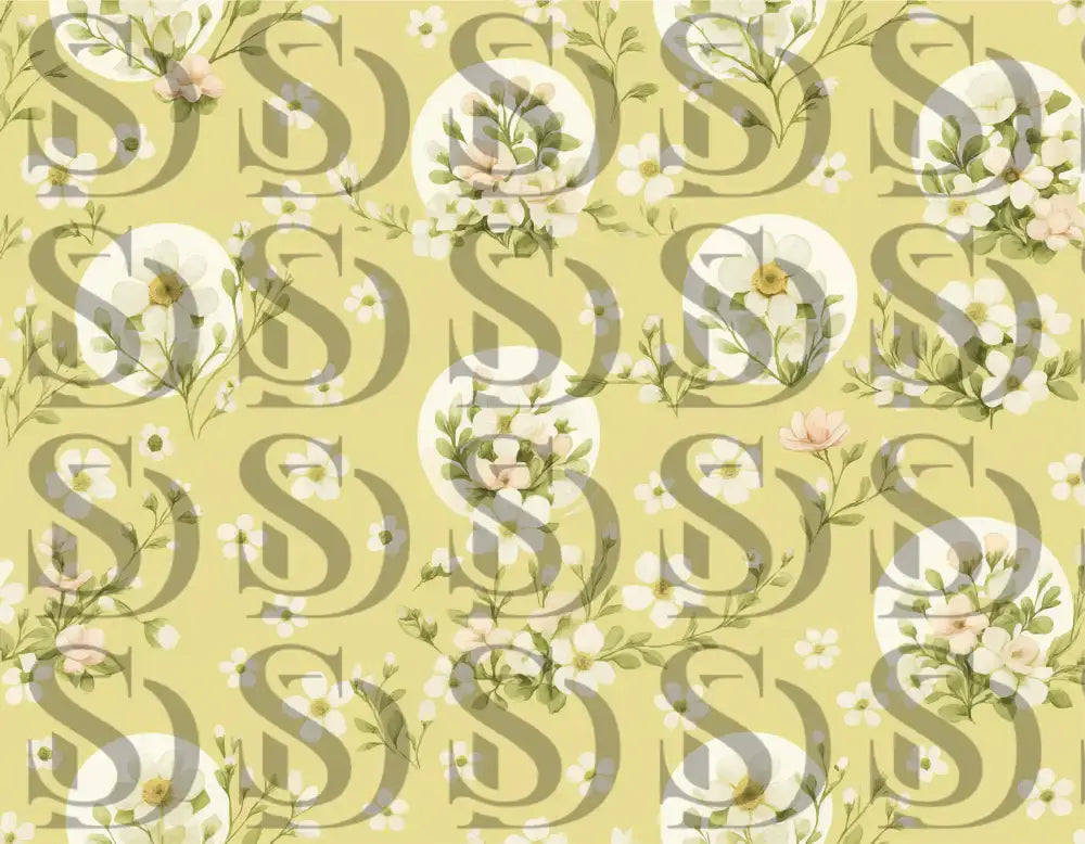 Soft meadow blooms seamless floral pattern on yellow background

