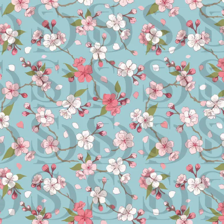 Spring Sakura Blossoms – Pastel Pink Cherry Floral Breeze Seamless Pattern Seamless Pattern