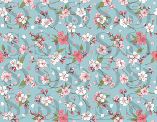 Spring Sakura Blossoms – Pastel Pink Cherry Floral Breeze Seamless Pattern Seamless Pattern