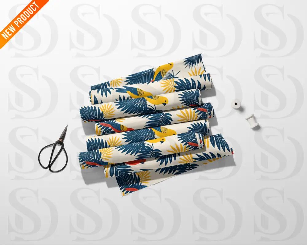 Tropical Botanical Birds – Navy & Golden Leaf Haven Seamless Pattern Seamless Pattern