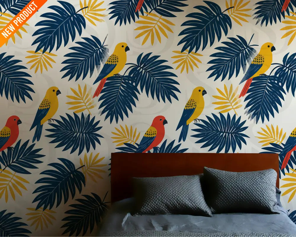Tropical Botanical Birds – Navy & Golden Leaf Haven Seamless Pattern Seamless Pattern
