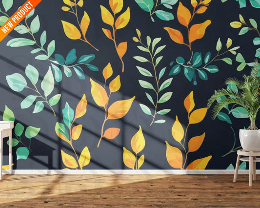 Vibrant Autumn and Spring Foliage Pattern Digital Desing