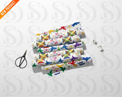 Vibrant Hummingbird Garden – Multicolor Botanical Kaleidoscope Seamless Pattern Seamless Pattern