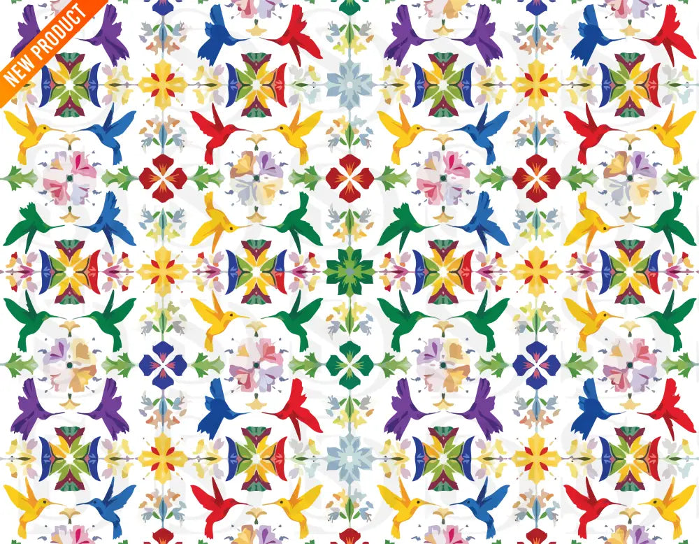 Vibrant Hummingbird Garden – Multicolor Botanical Kaleidoscope Seamless Pattern Seamless Pattern