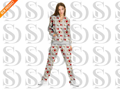 Fashion outfit mockup showcasing vintage ace of hearts pattern