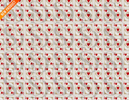 Seamless vintage ace of hearts playing card repeating pattern