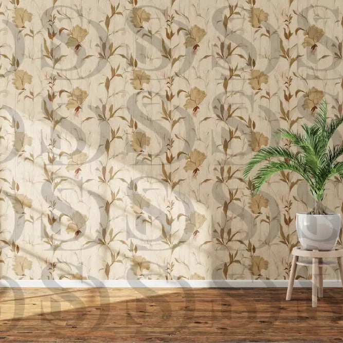 Vintage botanical elegance subtle floral wallpaper pattern in modern interior