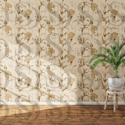 Vintage botanical elegance subtle floral wallpaper pattern in modern interior