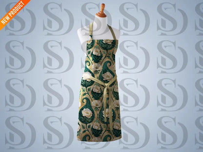 Green Botanical Apron Fabric Mockup