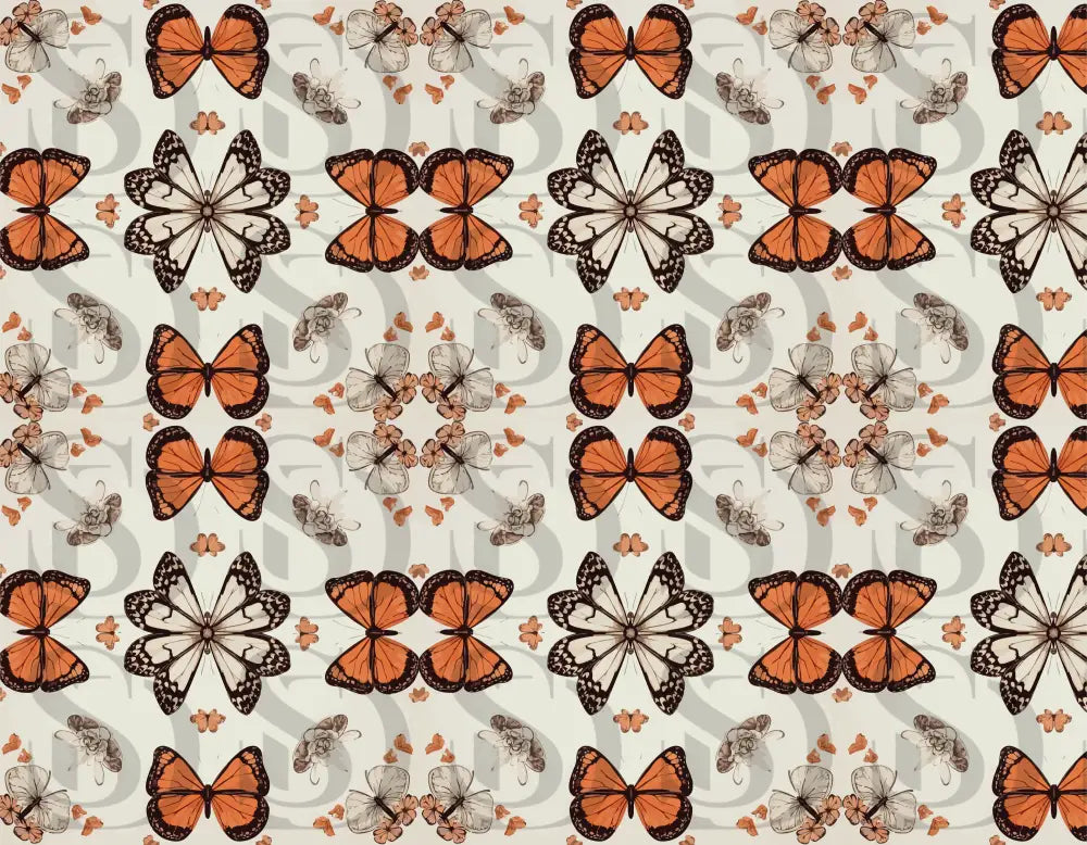 Vintage Monarch Butterfly Seamless Pattern Tile Digital Pattern
