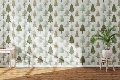 Whimsical Water color Pine Tree Pattern Digital design