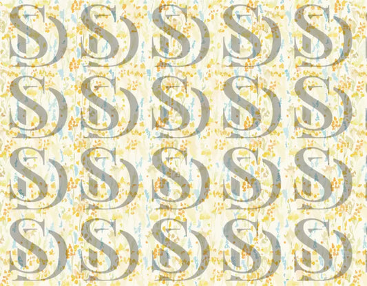 Detailed view of wildflower meadow fabric with soft yellow and blue florals